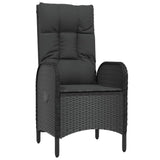 3 Piece Patio Dining Set with Cushions Black Poly Rattan