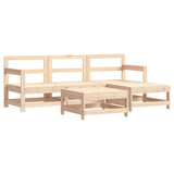 5 Piece Patio Lounge Set Solid Wood Pine