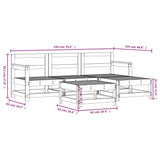 5 Piece Patio Lounge Set Solid Wood Pine