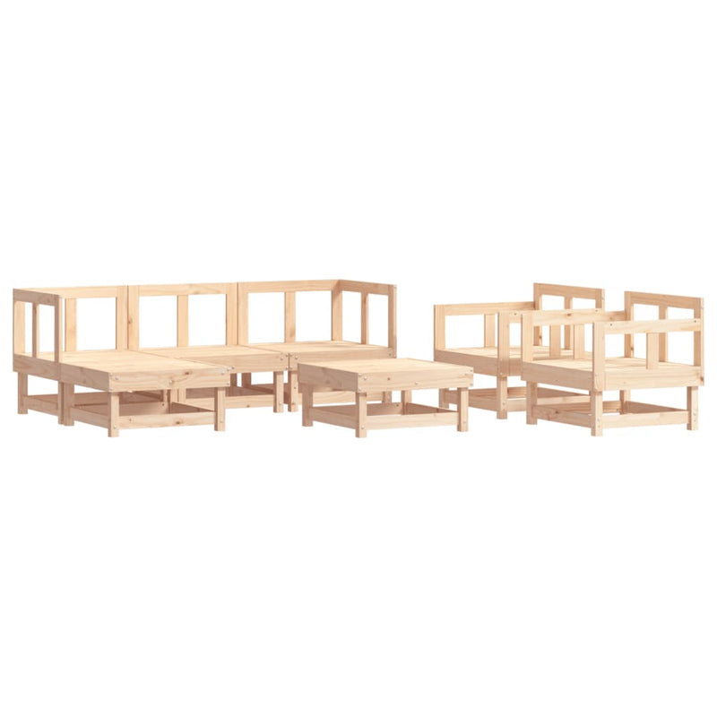 7 Piece Patio Lounge Set Solid Wood Pine