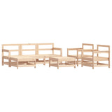 7 Piece Patio Lounge Set Solid Wood Pine