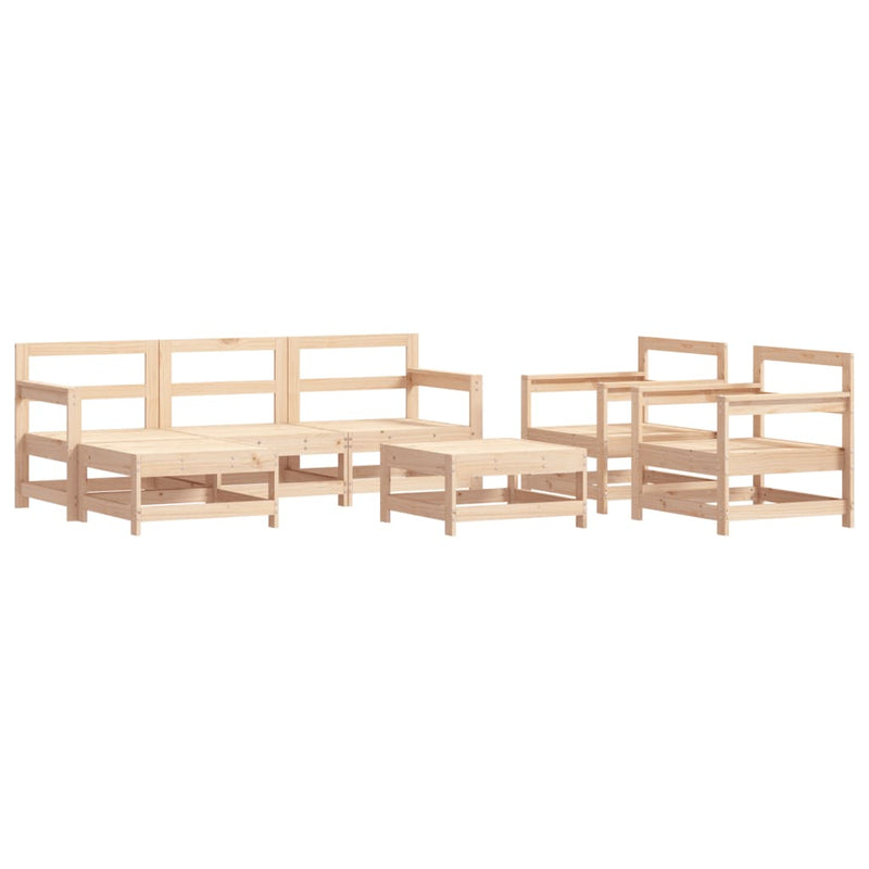 7 Piece Patio Lounge Set Solid Wood Pine