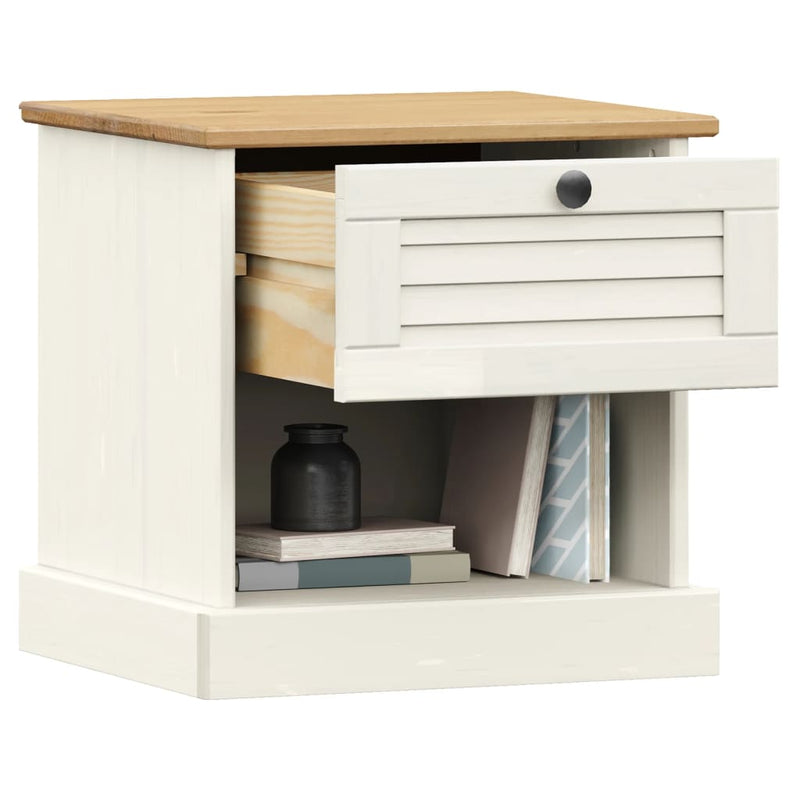 Bedside Cabinet VIGO White 16.5"x13.8"x16.5" Solid Wood Pine