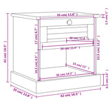 Bedside Cabinet VIGO White 16.5"x13.8"x16.5" Solid Wood Pine