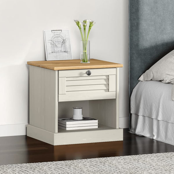 Bedside Cabinet VIGO White 16.5"x13.8"x16.5" Solid Wood Pine