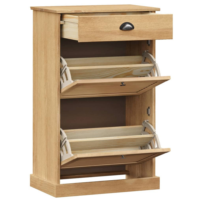 Shoe Cabinet VIGO 23.6"x13.8"x37.8" Solid Wood Pine