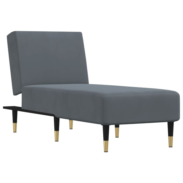 Chaise Longue Dark Gray Velvet