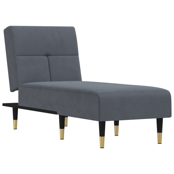 Chaise Longue Dark Gray Velvet