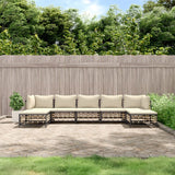 7 Piece Patio Lounge Set with Cushions Anthracite Poly Rattan