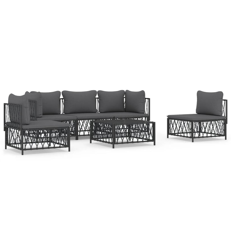 6 Piece Patio Lounge Set with Cushions Anthracite Steel