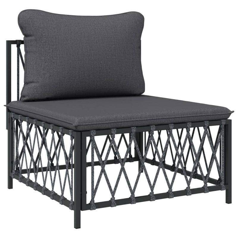 6 Piece Patio Lounge Set with Cushions Anthracite Steel