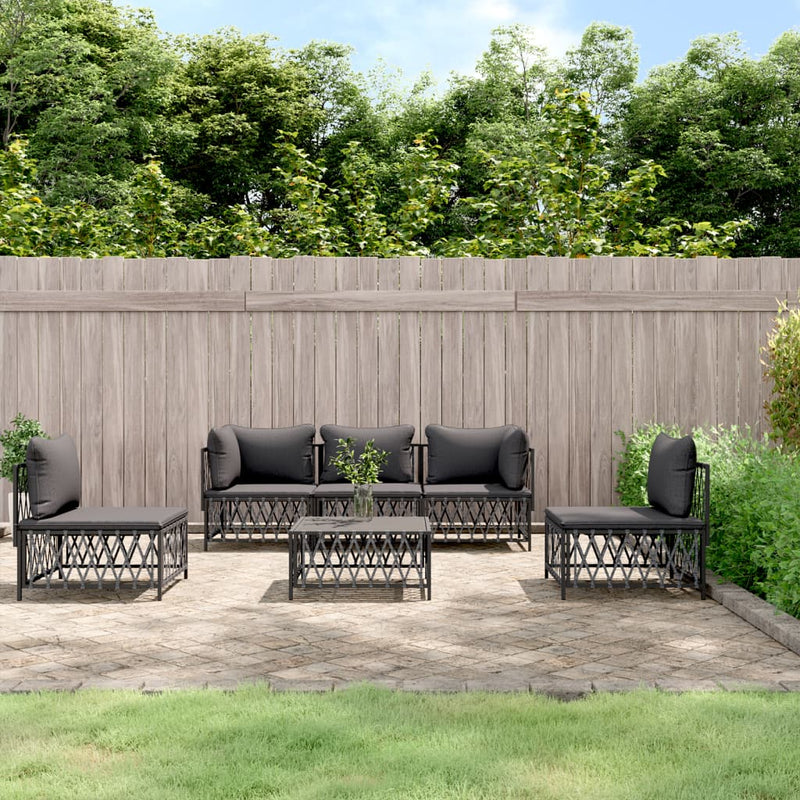 6 Piece Patio Lounge Set with Cushions Anthracite Steel