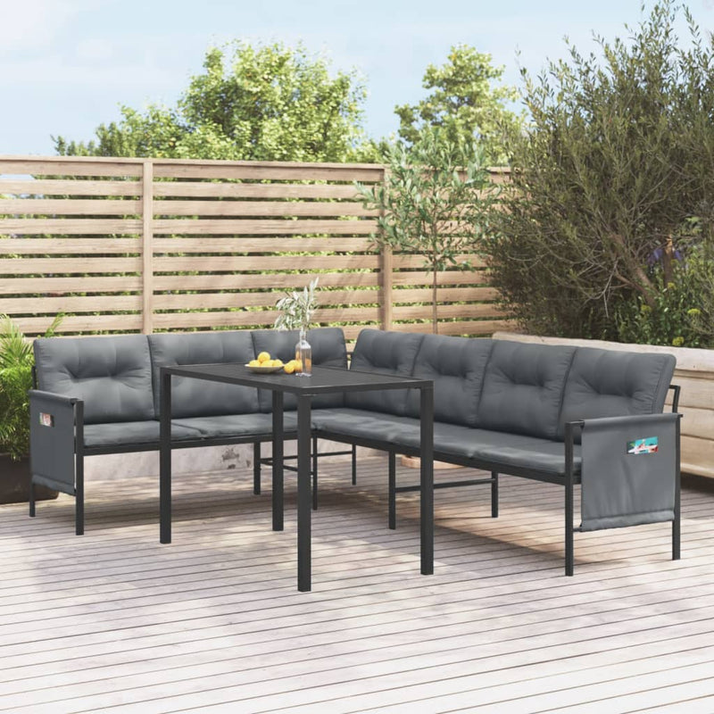 2 Piece Patio Dining Set Anthracite Steel