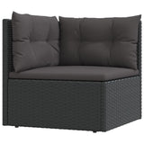 6 Piece Patio Lounge Set with Cushions Black Poly Rattan