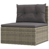 10 Piece Patio Lounge Set with Cushions Gray Poly Rattan