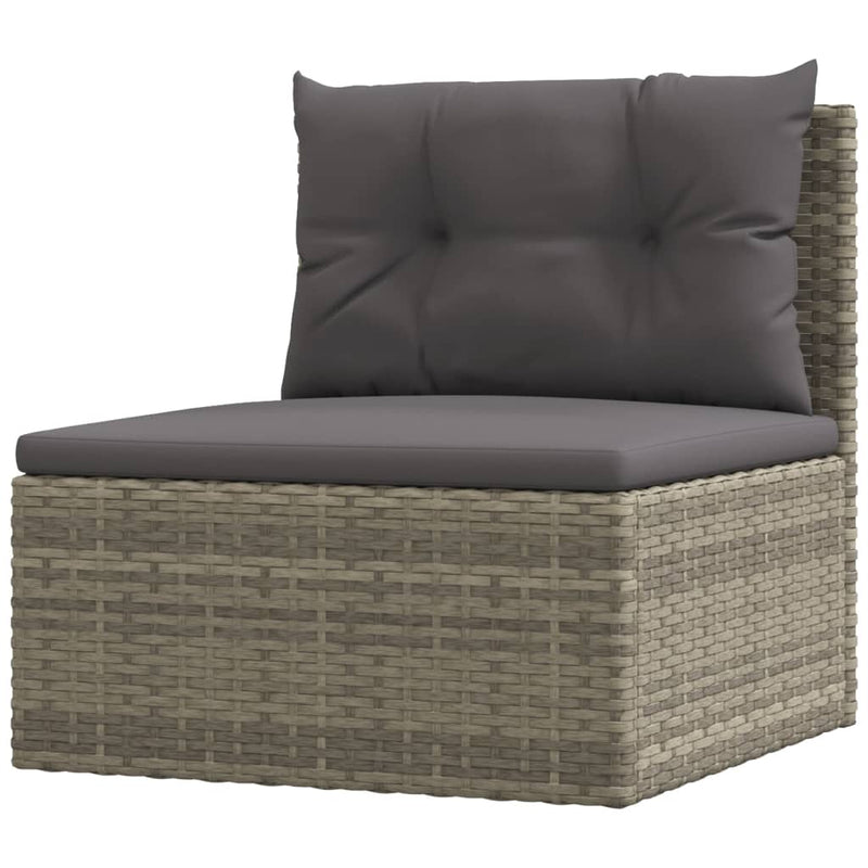 10 Piece Patio Lounge Set with Cushions Gray Poly Rattan