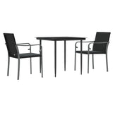 3 Piece Patio Dining Set with Cushions Poly Rattan and Steel