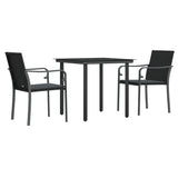 3 Piece Patio Dining Set with Cushions Poly Rattan and Steel