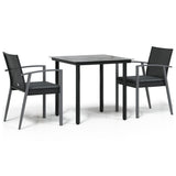 3 Piece Patio Dining Set with Cushions Poly Rattan and Steel