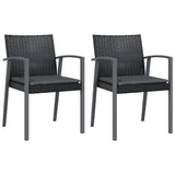 3 Piece Patio Dining Set with Cushions Poly Rattan and Steel