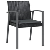 3 Piece Patio Dining Set with Cushions Poly Rattan and Steel