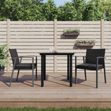 3 Piece Patio Dining Set with Cushions Poly Rattan and Steel