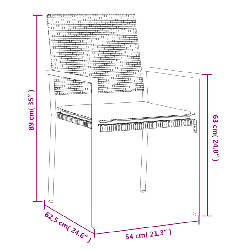 3 Piece Patio Dining Set with Cushions Poly Rattan and Steel