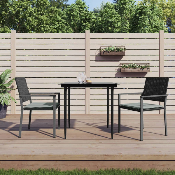 3 Piece Patio Dining Set with Cushions Poly Rattan and Steel