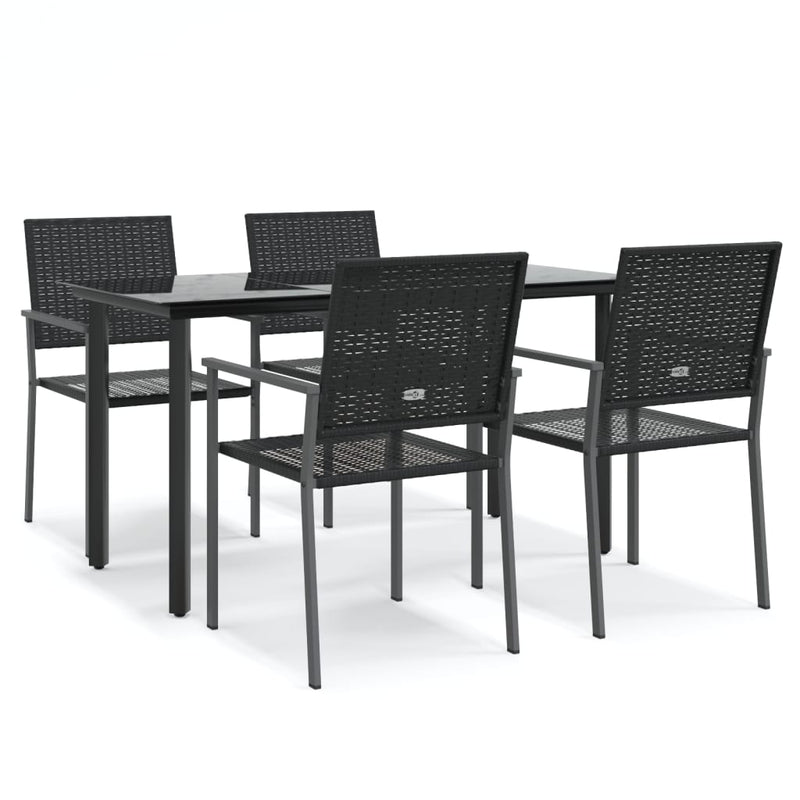 5 Piece Patio Dining Set Poly Rattan and Steel