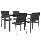 5 Piece Patio Dining Set Poly Rattan and Steel