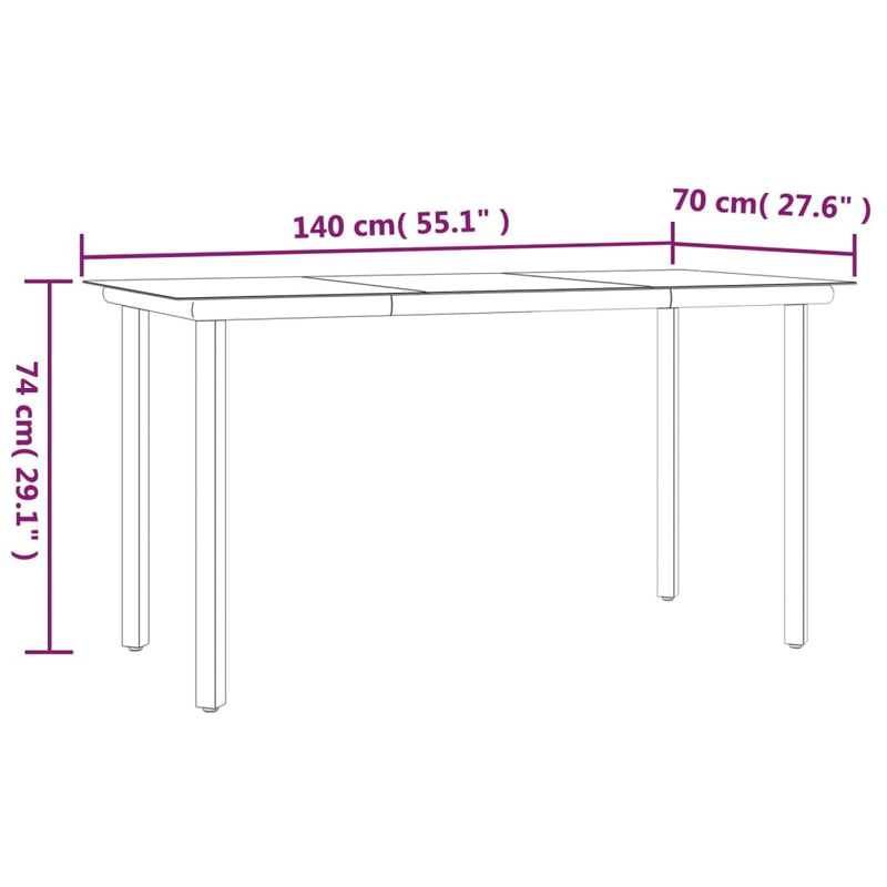 5 Piece Patio Dining Set Poly Rattan and Steel