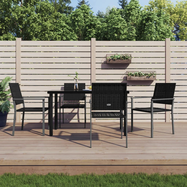 5 Piece Patio Dining Set Poly Rattan and Steel