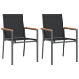 3 Piece Patio Dining Set Black Textilene and Steel