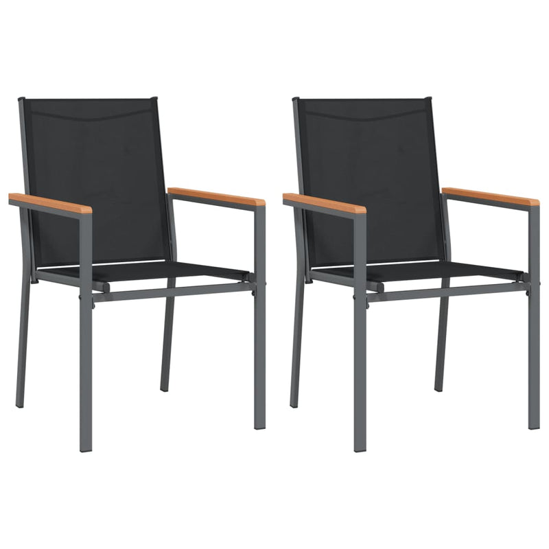 3 Piece Patio Dining Set Black Textilene and Steel