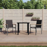 3 Piece Patio Dining Set Black Textilene and Steel