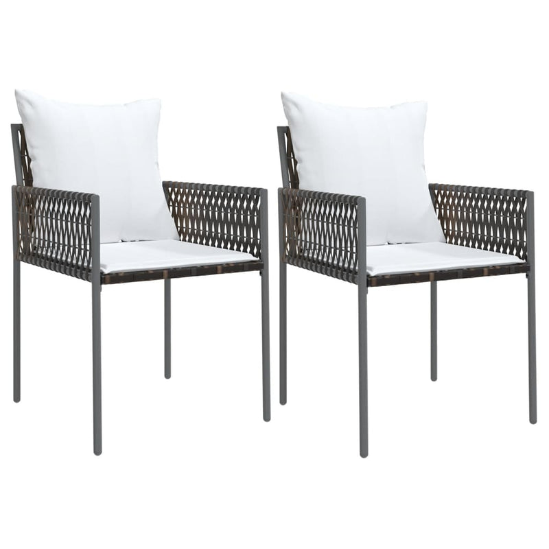 3 Piece Patio Dining Set with Cushions Poly Rattan and Steel