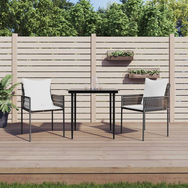 3 Piece Patio Dining Set with Cushions Poly Rattan and Steel