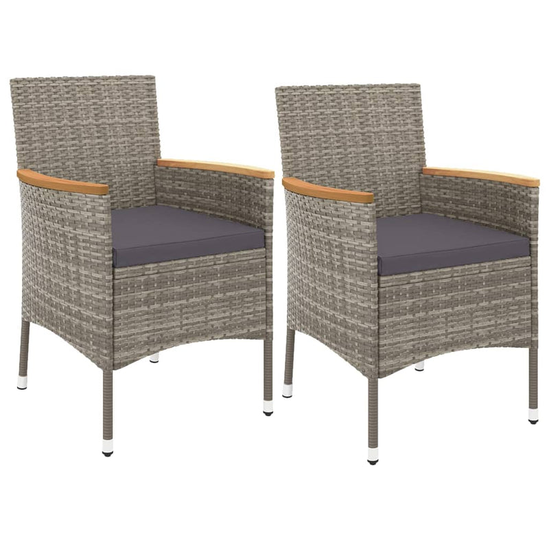 3 Piece Patio Dining Set with Cushions Gray Poly Rattan