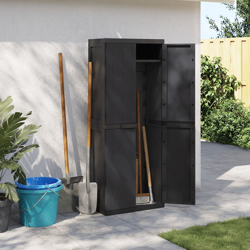 Outdoor Storage Cabinet Black 25.6"x14.6"x65" PP