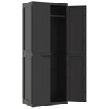 Outdoor Storage Cabinet Black 25.6"x14.6"x65" PP