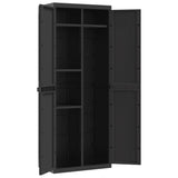 Outdoor Storage Cabinet Black 25.6"x14.6"x65" PP