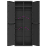 Outdoor Storage Cabinet Black 25.6"x14.6"x65" PP