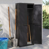 Outdoor Storage Cabinet Black 25.6"x14.6"x65" PP