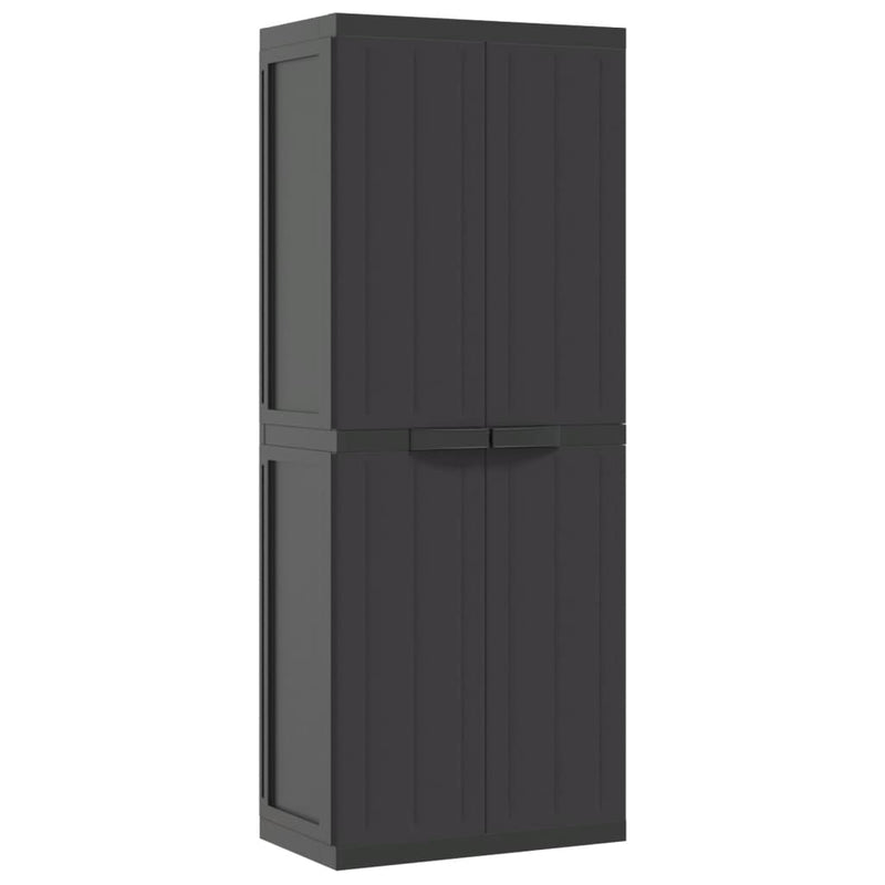 Outdoor Storage Cabinet Black 25.6"x14.6"x65" PP