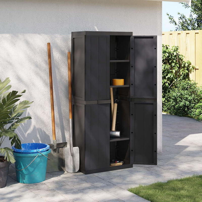 Outdoor Storage Cabinet Black 25.6"x14.6"x65" PP