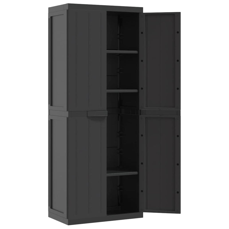 Outdoor Storage Cabinet Black 25.6"x14.6"x65" PP