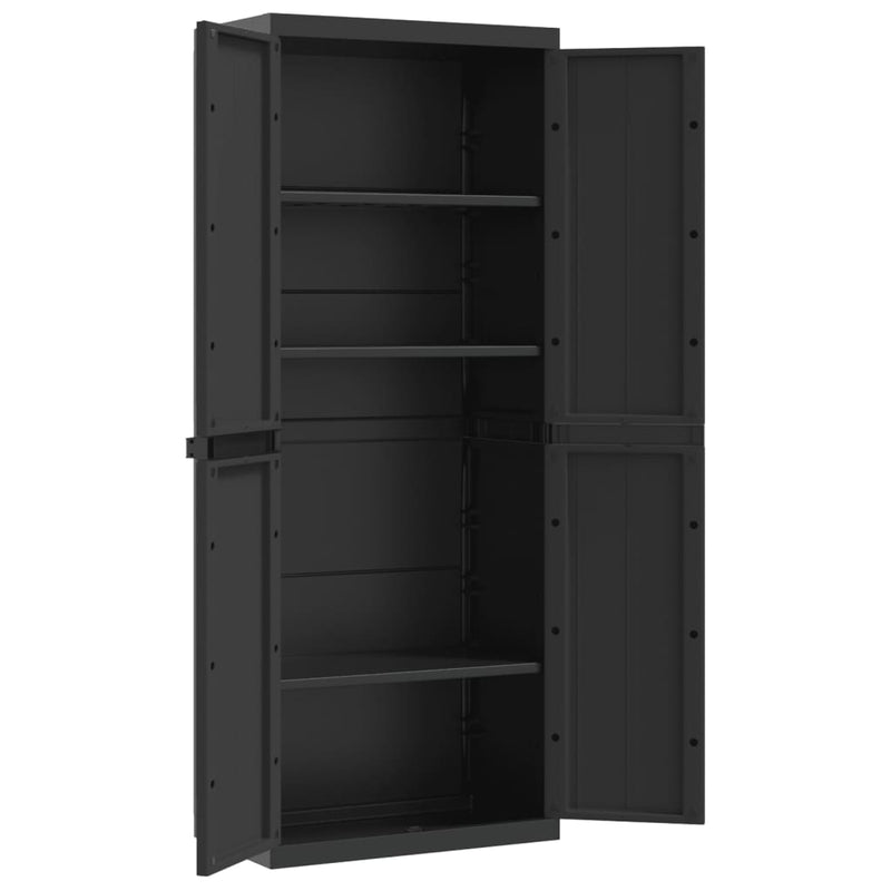 Outdoor Storage Cabinet Black 25.6"x14.6"x65" PP