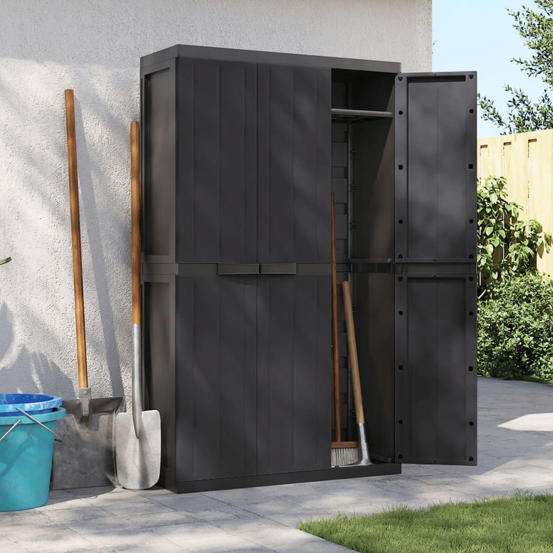 Outdoor Storage Cabinet Black 38.2"x14.6"x65" PP