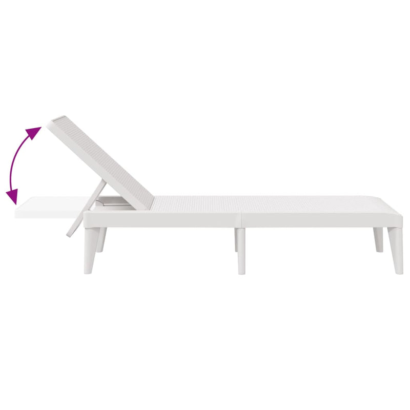 Sun Lounger White 73.2"x23.6"x11.4" PP