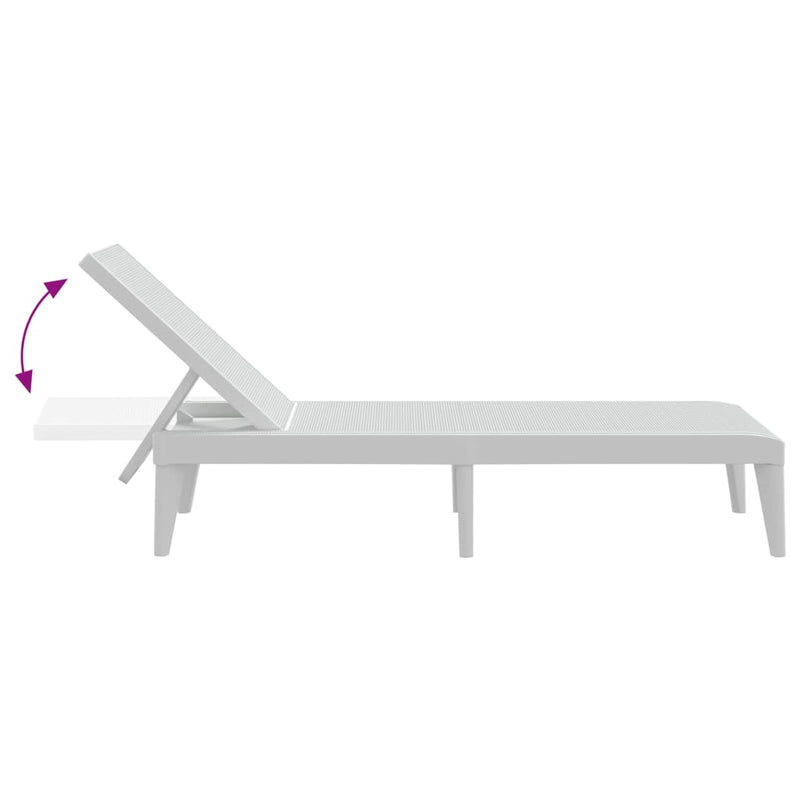 Sun Lounger White 73.2"x23.6"x11.4" PP